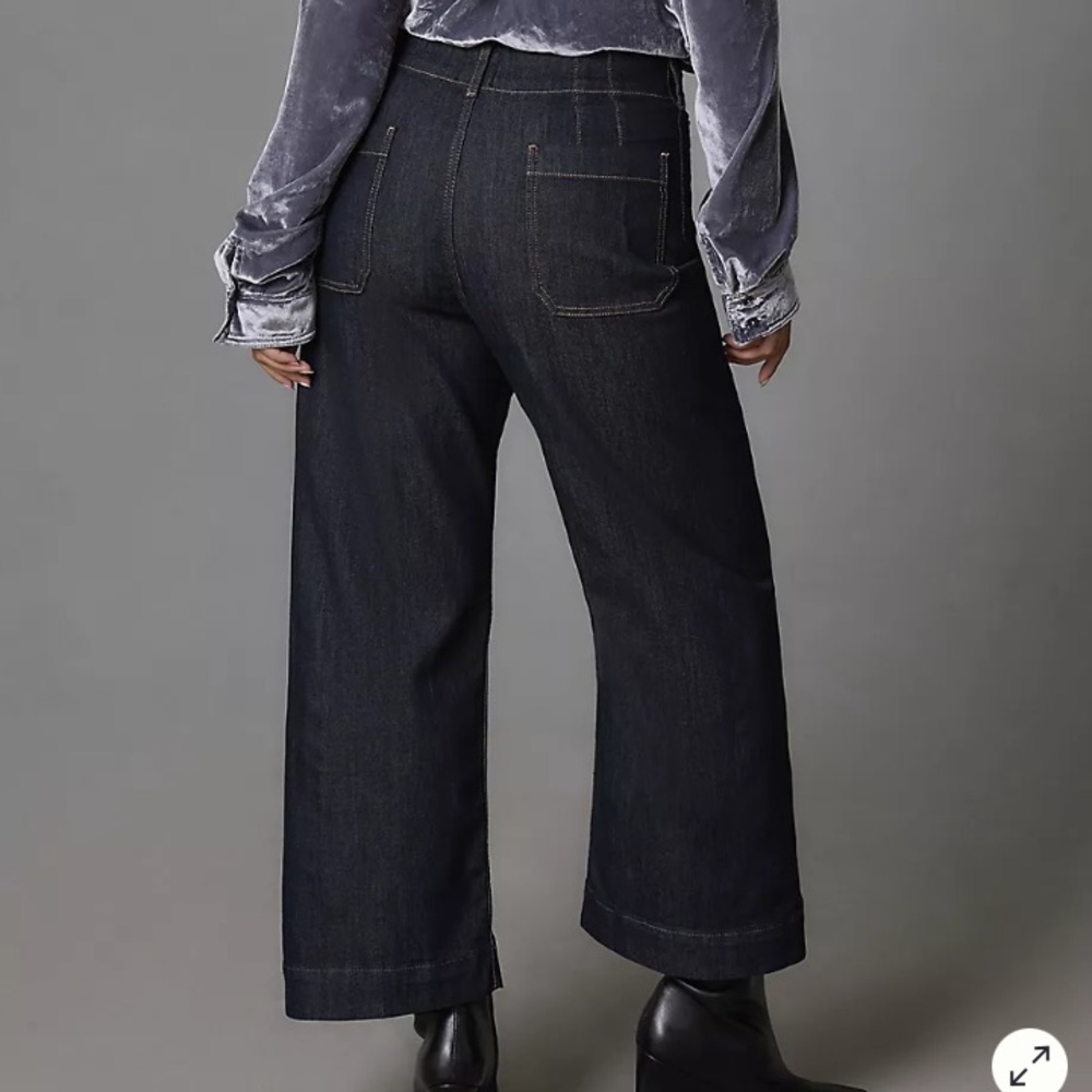 Maeve Colette High-Rise Wide-Leg Cropped Jeans - Anthropologie Size 16W - Picture 5 of 10